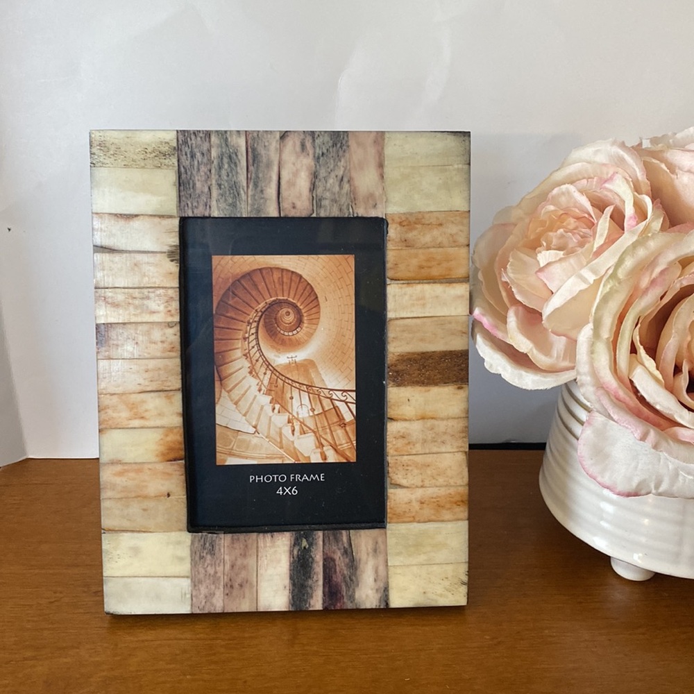 Hand Crafted in India Rustic Cream and Brown Picture Frame Accents